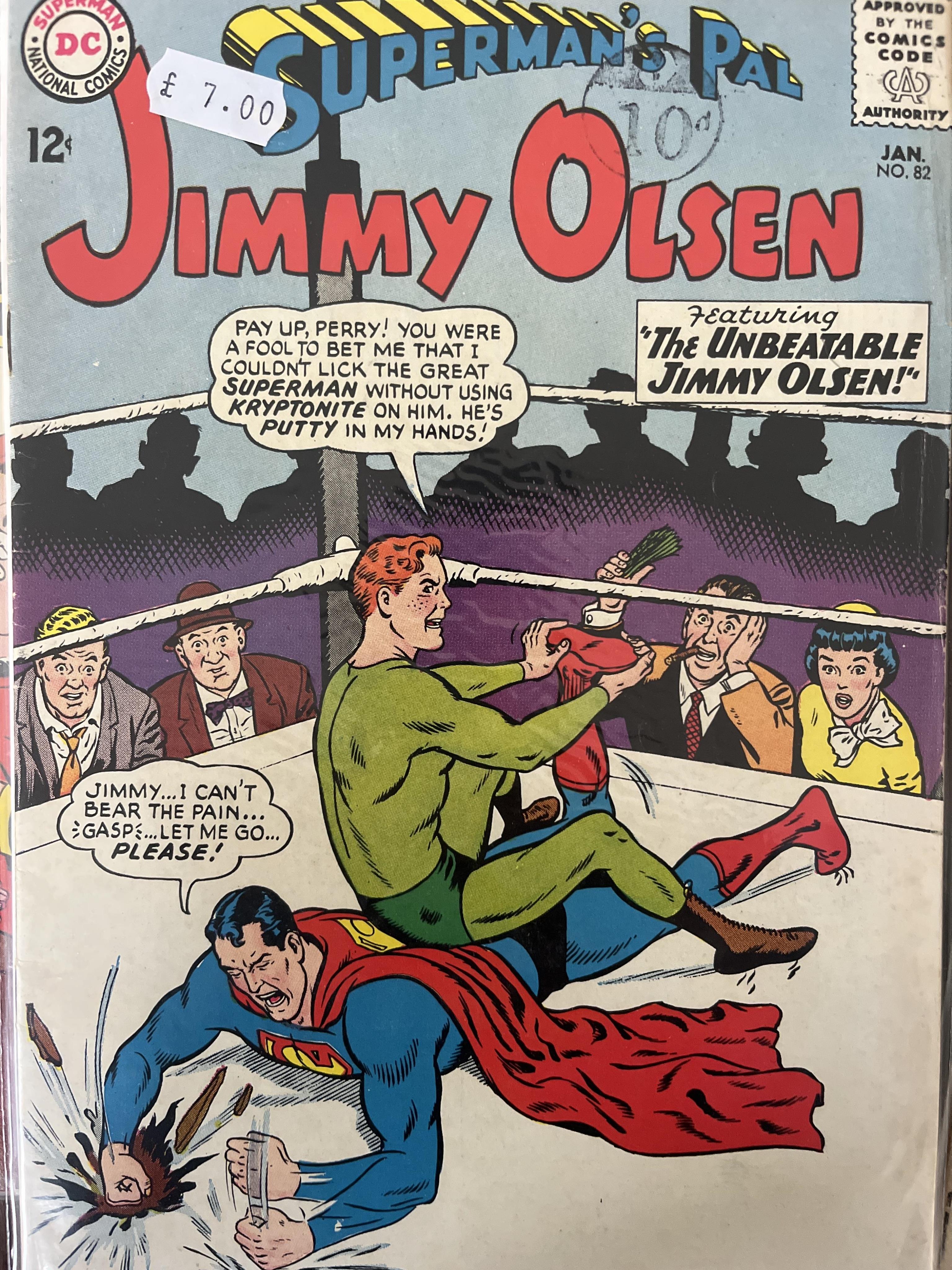 Superman's Pal Jimmy Olsen, DC comics, 59 issues between #49–118, comprising, #49, #56, #60, #61, #65, #66 x2, #67, #68, #71 x3, #72 [minor key] x2, #76, #77, #79, #80, #81 x2, #82 x2, #83, #85, #86 x4, #88, #89 x 2, #90